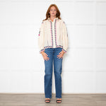 Farm Rio Sand Embroidered Collared Blouse