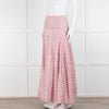 Neve & Noor White Pink Rose Print Cotton Maxi Skirt