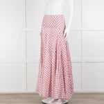 Neve & Noor White Pink Rose Print Cotton Maxi Skirt