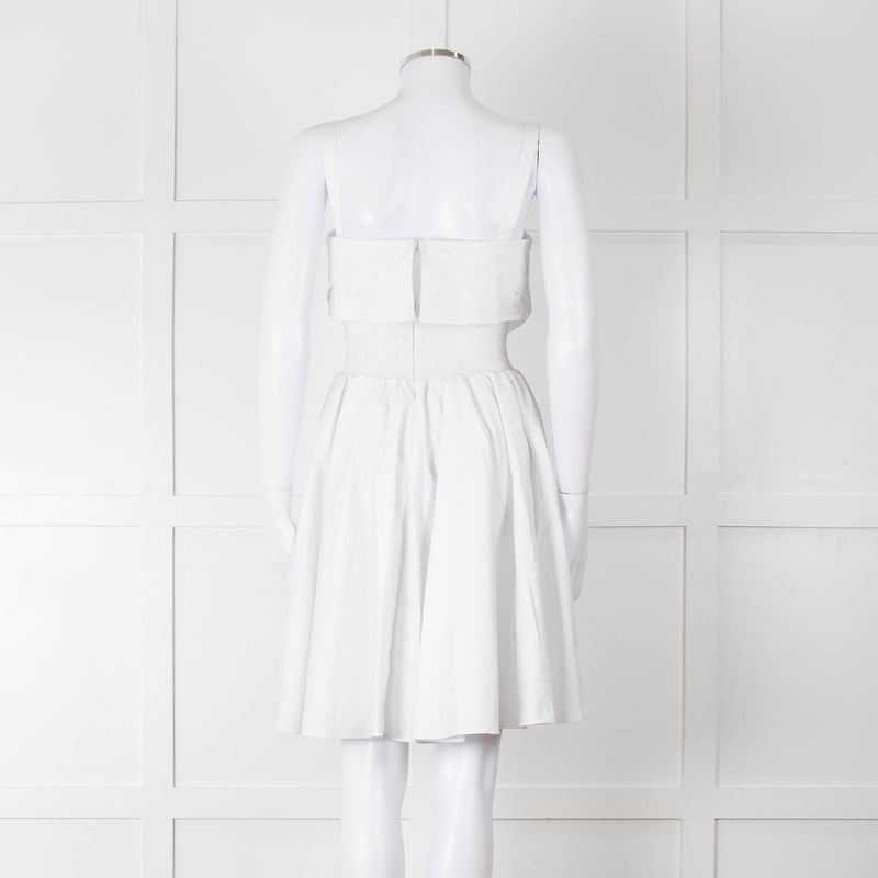 Burberry White Knee Length Dress on Logo Cotton with Smock Waist