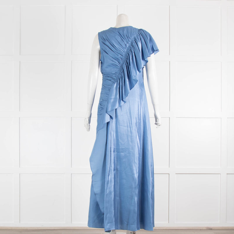 Ulla Johnson Italian Iridescent Satin Frill Detail Sleeveless Lali Dress