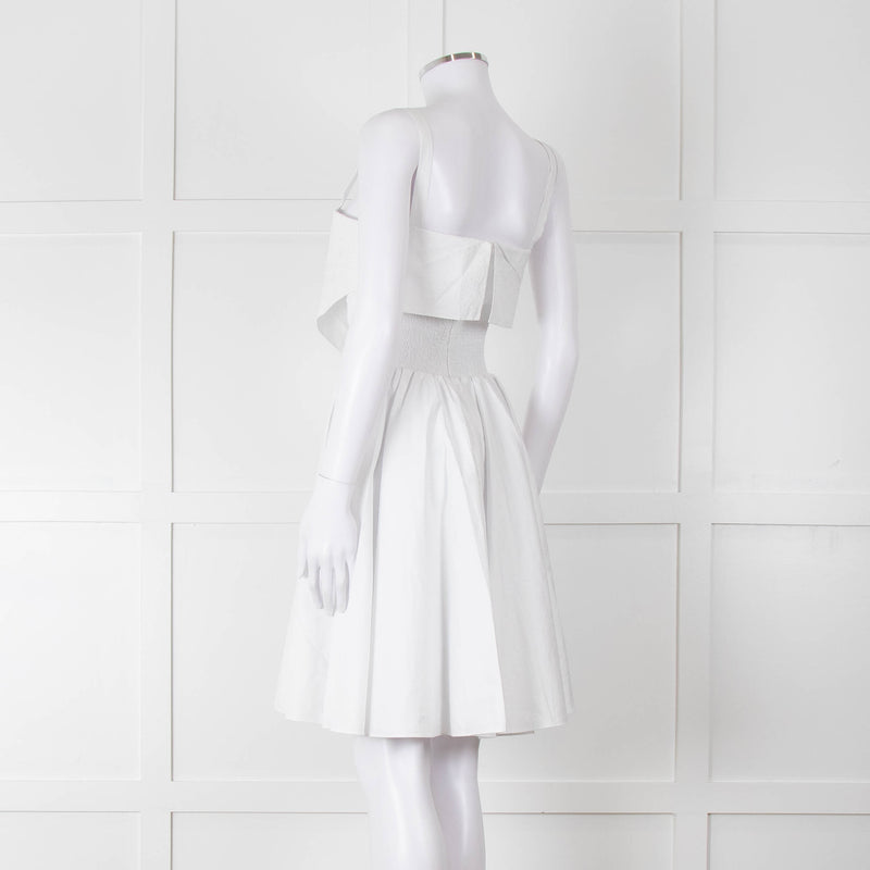 Burberry White Knee Length Dress on Logo Cotton with Smock Waist