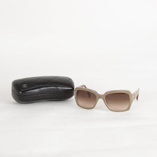 Chanel Grey Gradient Logo Arm Square Sunglasses