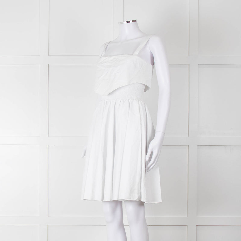 Burberry White Knee Length Dress on Logo Cotton with Smock Waist