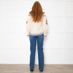 Farm Rio Sand Embroidered Collared Blouse