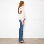 Farm Rio Sand Embroidered Collared Blouse