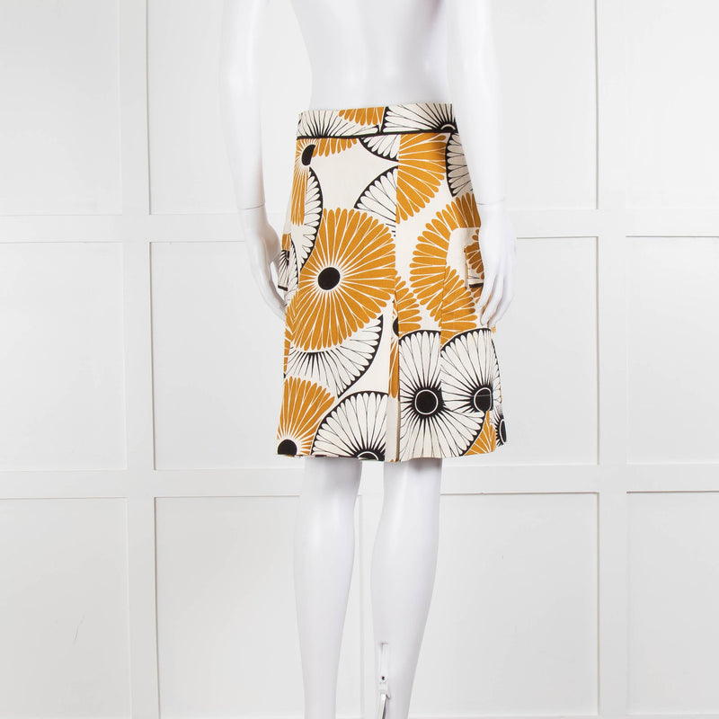 Malene Birger Cream Mustard Black Floral Print Skirt
