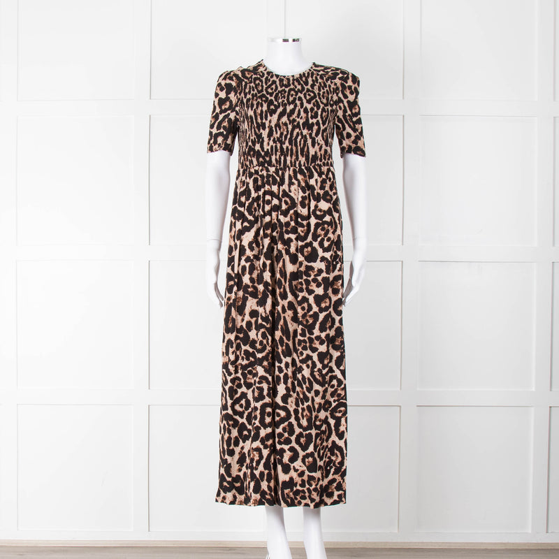 Baum und Pferdgarten Animal Print Dress With Ruched Top And Side Splits