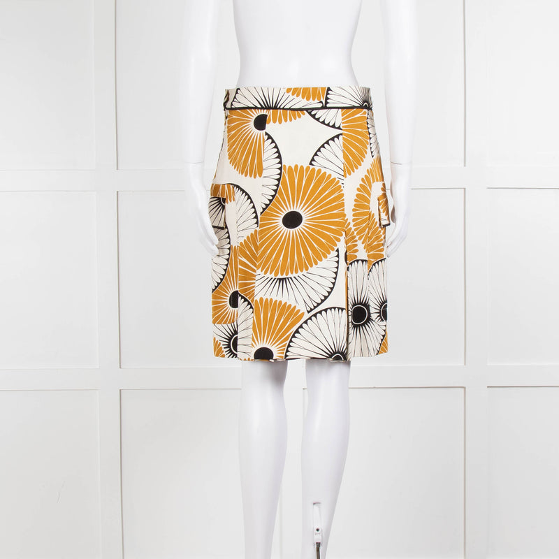Malene Birger Cream Mustard Black Floral Print Skirt