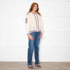 Farm Rio Sand Embroidered Collared Blouse