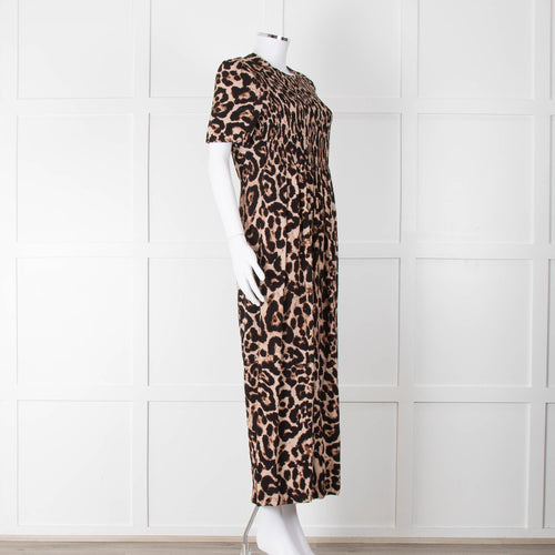 Baum und Pferdgarten Animal Print Dress With Ruched Top And Side Splits