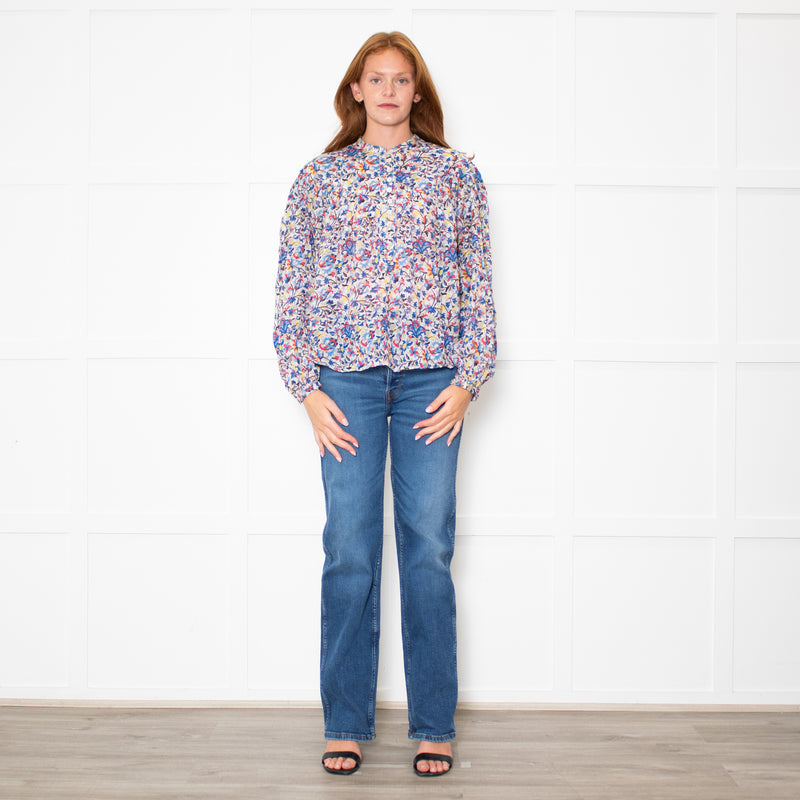 Marant Etoile Blue Floral Button Down Top