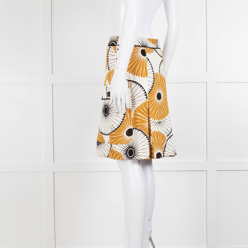 Malene Birger Cream Mustard Black Floral Print Skirt