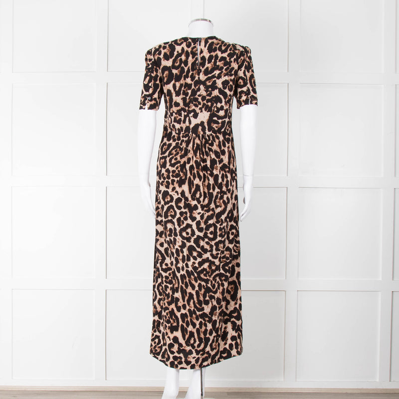Baum und Pferdgarten Animal Print Dress With Ruched Top And Side Splits
