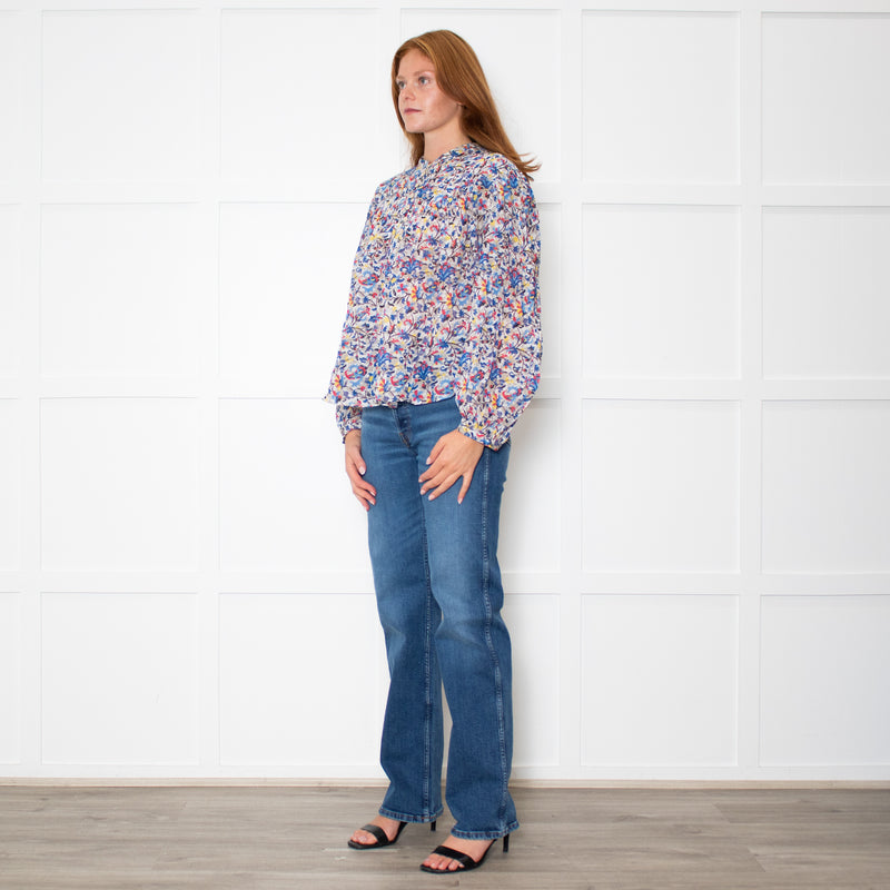 Marant Etoile Blue Floral Button Down Top