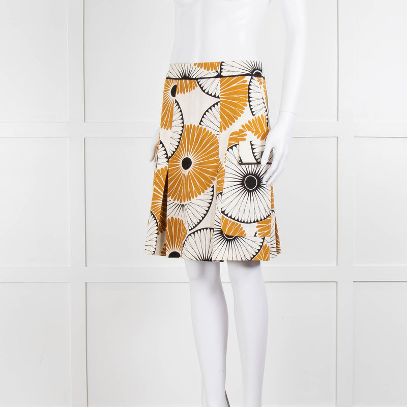Malene Birger Cream Mustard Black Floral Print Skirt