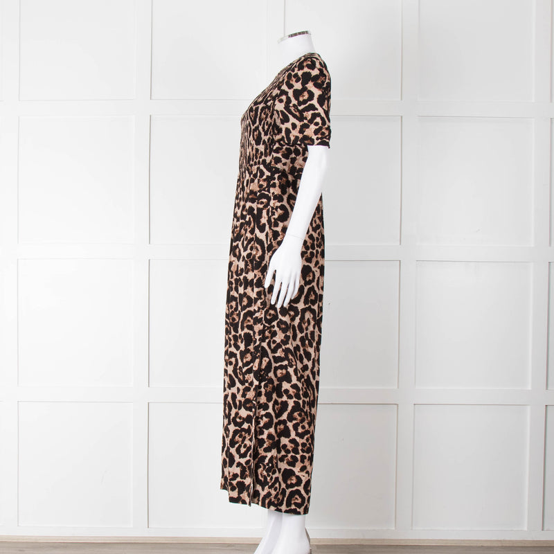 Baum und Pferdgarten Animal Print Dress With Ruched Top And Side Splits