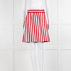 Dolce & Gabbana Red Light Grey Striped Short Skirt