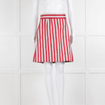 Dolce & Gabbana Red Light Grey Striped Short Skirt