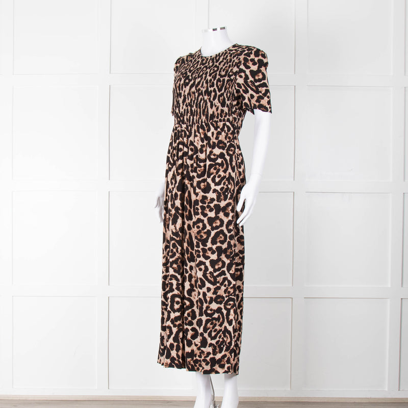Baum und Pferdgarten Animal Print Dress With Ruched Top And Side Splits