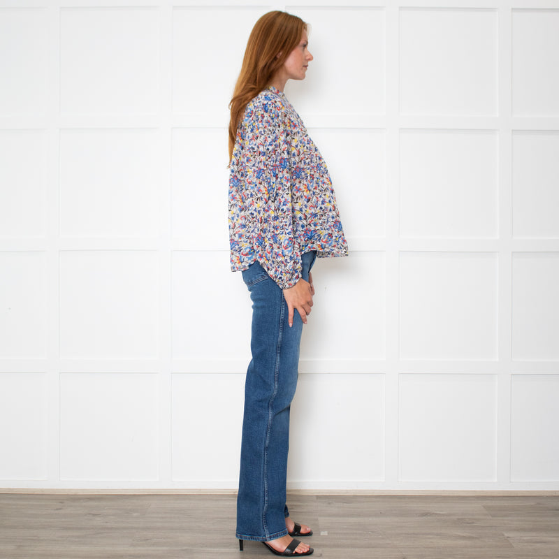 Marant Etoile Blue Floral Button Down Top