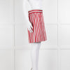 Dolce & Gabbana Red Light Grey Striped Short Skirt