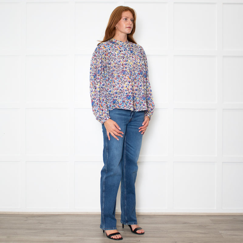 Marant Etoile Blue Floral Button Down Top