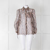 Luisa Cerano Black And Tan Tiger Stripe Sheer Shirt