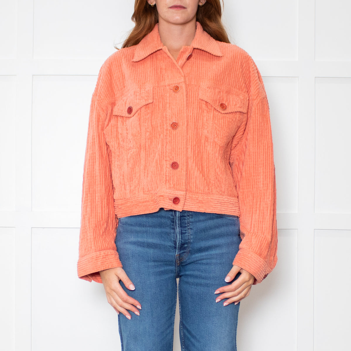 Acne Studios Orange Corduroy Cropped Jacket