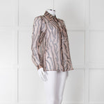 Luisa Cerano Black And Tan Tiger Stripe Sheer Shirt