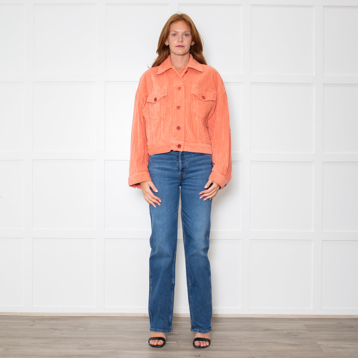 Acne Studios Orange Corduroy Cropped Jacket