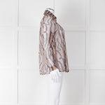 Luisa Cerano Black And Tan Tiger Stripe Sheer Shirt