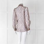 Luisa Cerano Black And Tan Tiger Stripe Sheer Shirt
