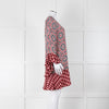 Beulah London Red Black Cream Silk Geometric Print Shift Dress