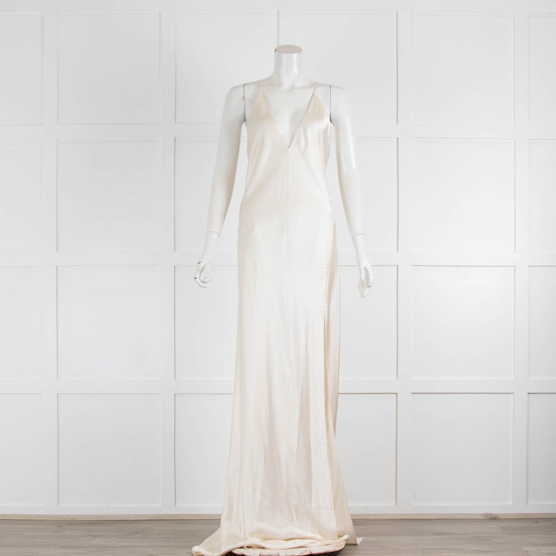Nili Lotan Katie Silk V-Neck Sleeveless Gown With Train