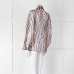 Luisa Cerano Black And Tan Tiger Stripe Sheer Shirt