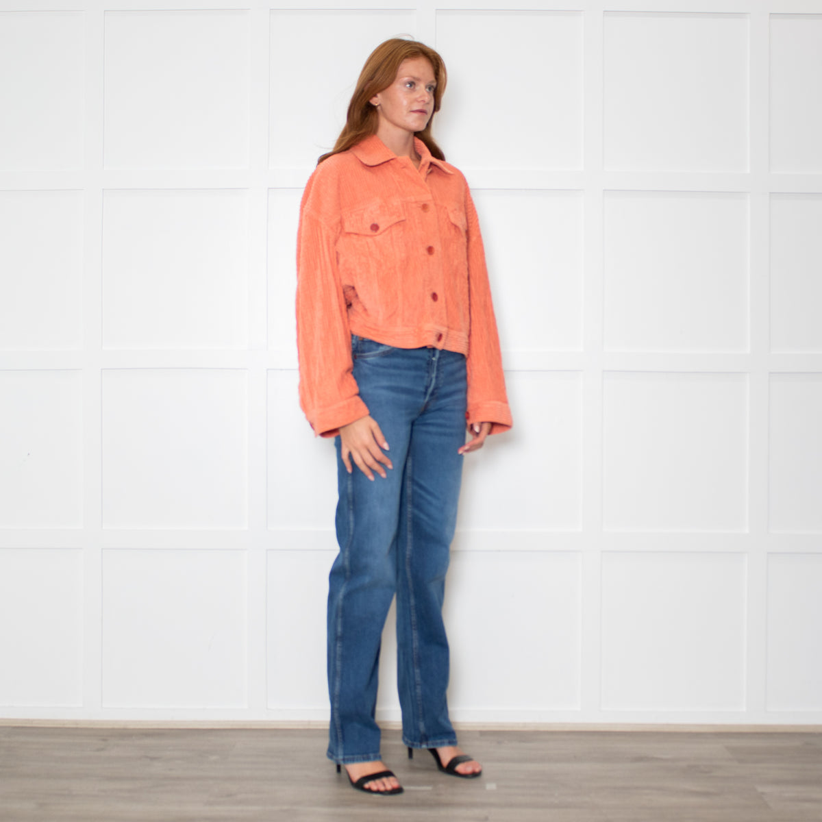 Acne Studios Orange Corduroy Cropped Jacket