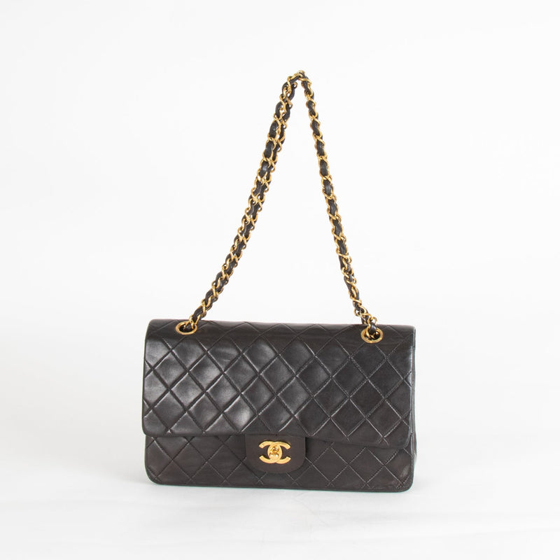 Chanel Vintage Medium Classic Black Double Flap Gold Hardware