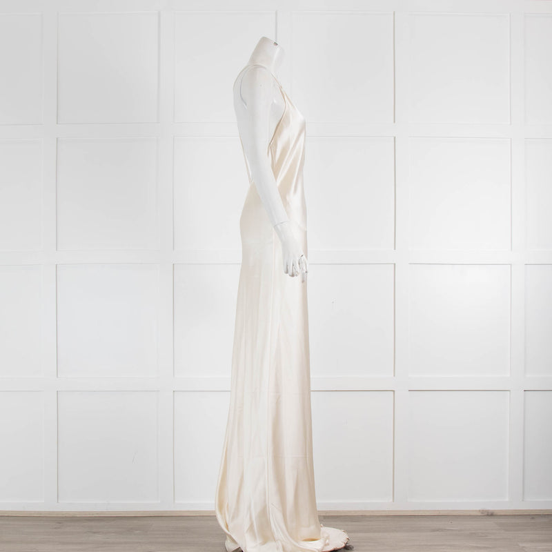 Nili Lotan Katie Silk V-Neck Sleeveless Gown With Train