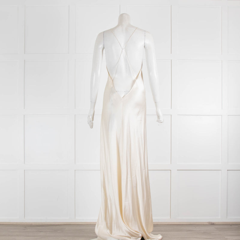 Nili Lotan Katie Silk V-Neck Sleeveless Gown With Train