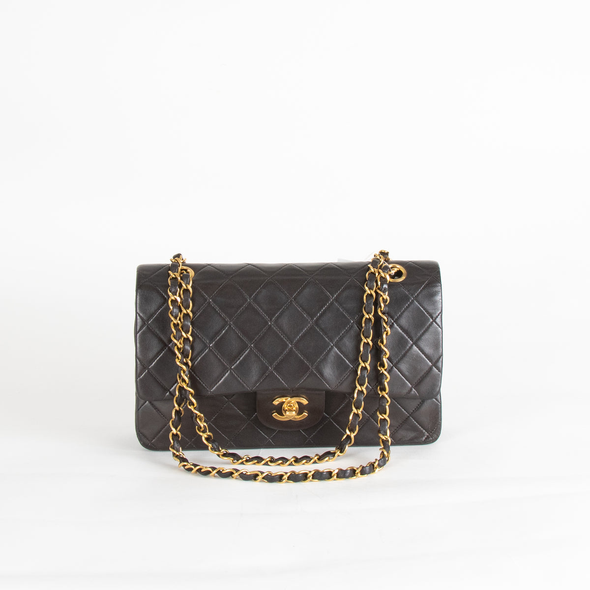 Chanel Vintage Medium Classic Black Double Flap Gold Hardware