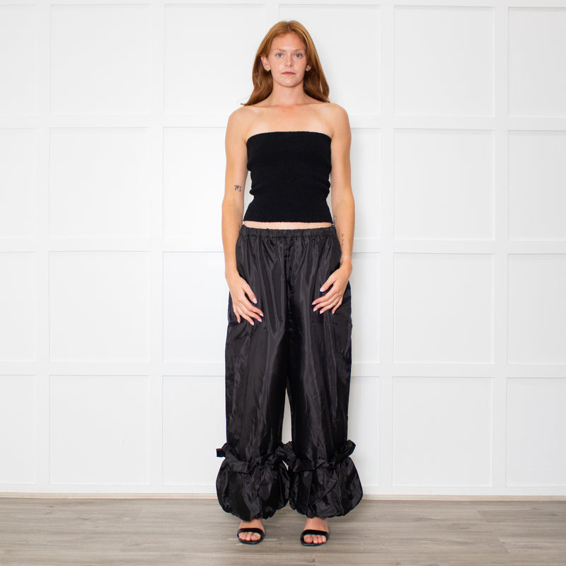 Comme Des Garcons Black Nylon Frill Hem Trousers