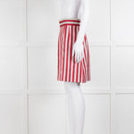 Dolce & Gabbana Red Light Grey Striped Short Skirt
