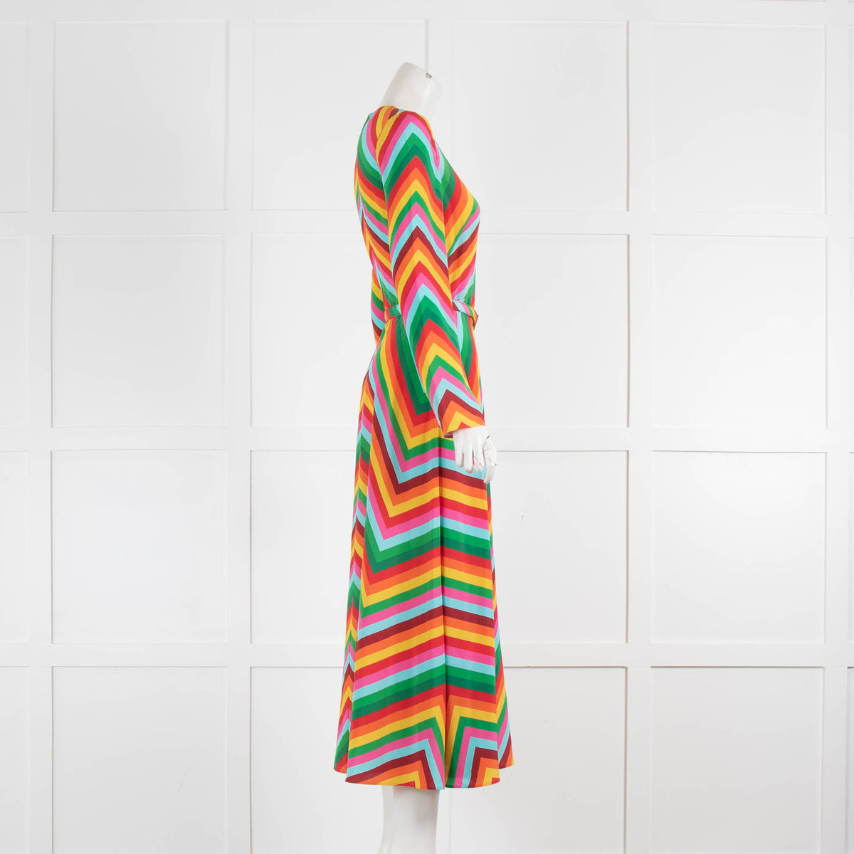 Valentino Garavani Hero Round Neck Crepe De Chine Chevron V Archive 1973 Dress
