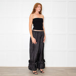 Comme Des Garcons Black Nylon Frill Hem Trousers