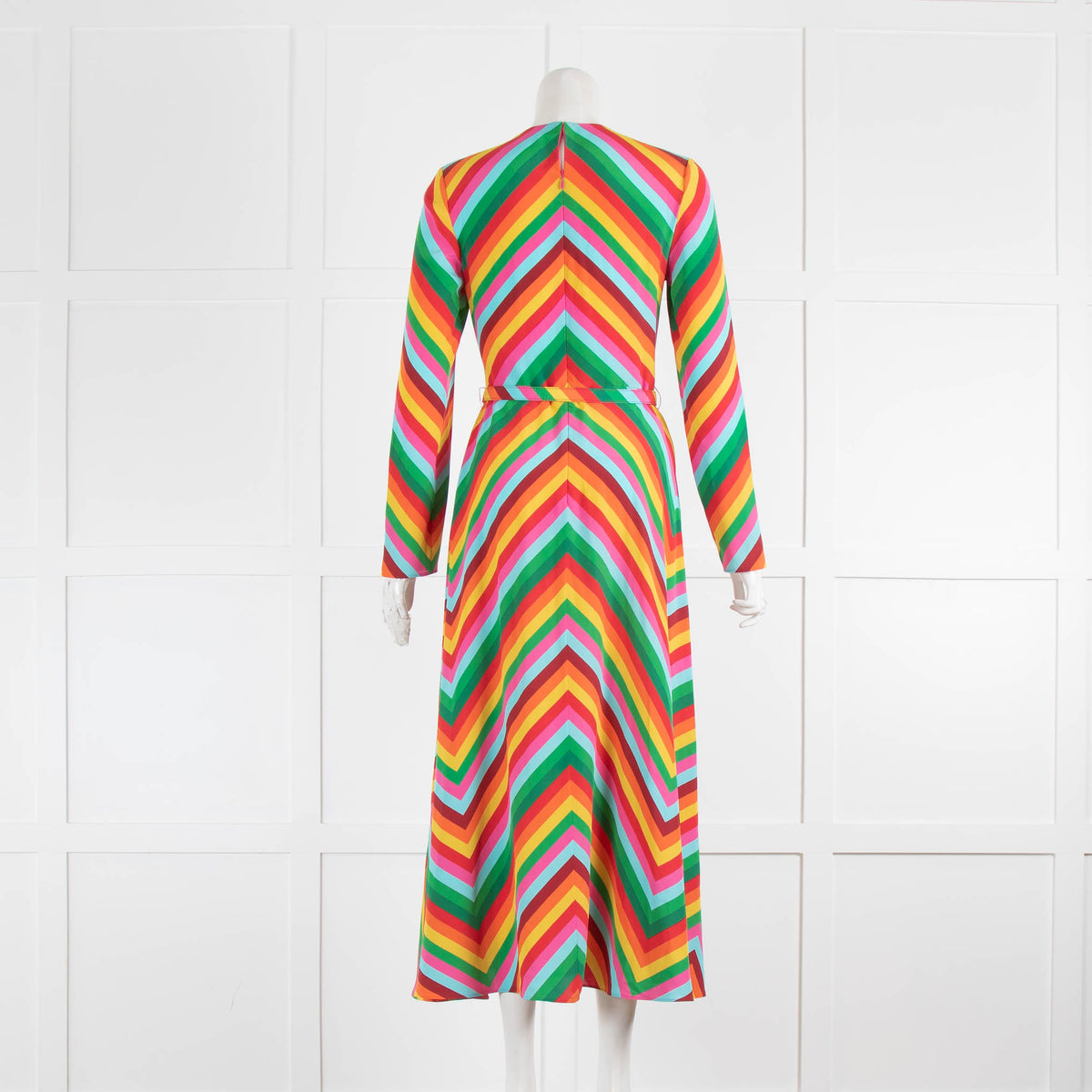 Valentino Garavani Hero Round Neck Crepe De Chine Chevron V Archive 1973 Dress