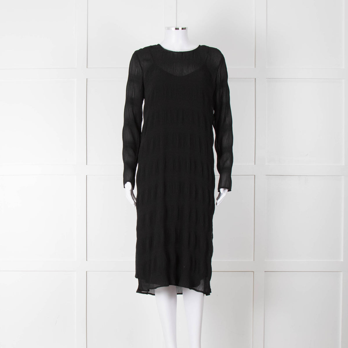 Just Female Black Sheer Dress With Black Slip