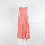 Sezane Red White Floral Sleeveless Tiered Dress