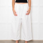 Deiji Studios White Wide Leg Elastic Waist Trousers