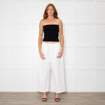 Deiji Studios White Wide Leg Elastic Waist Trousers